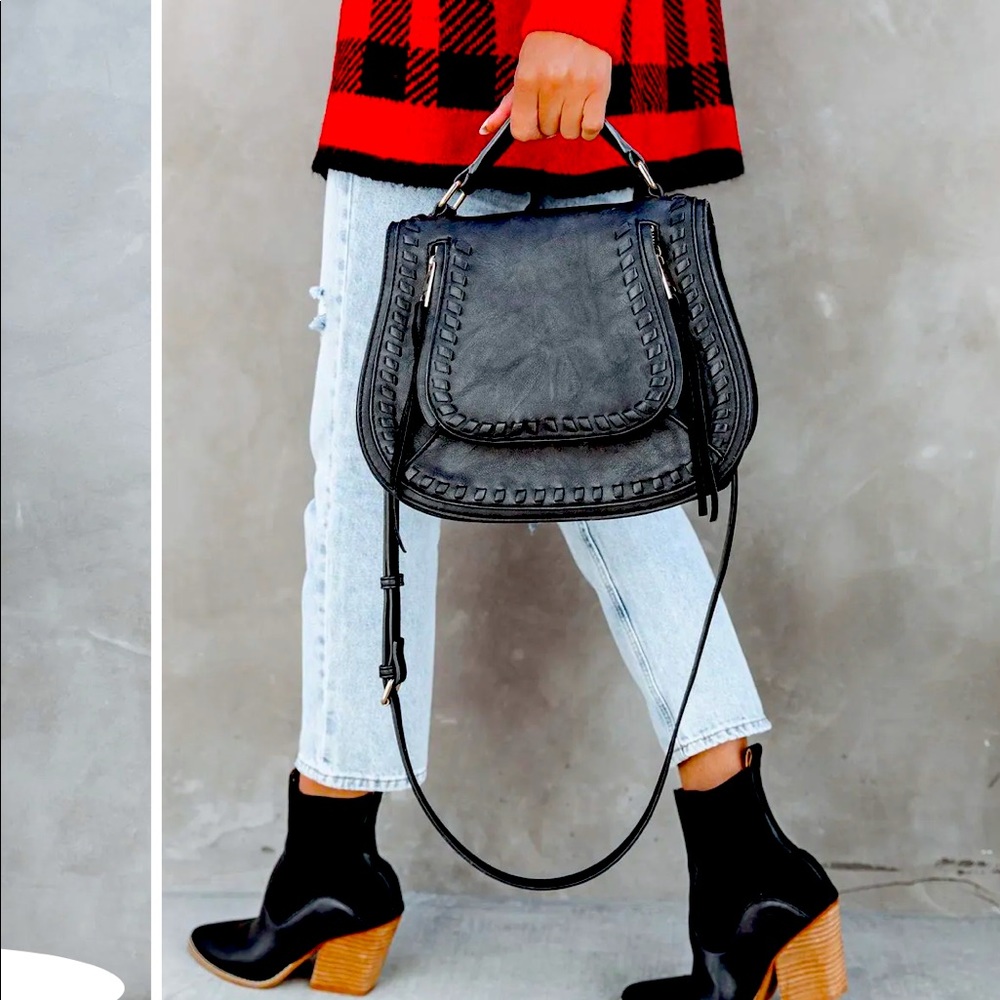 NWT Black Leather Highland bag - Saddle bag